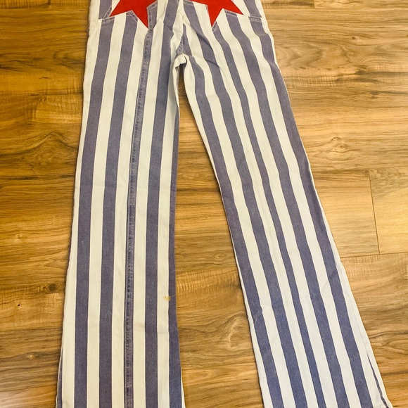 Free People Firecracker Striped Flare Jeans Size 25 - Picture 6 of 8